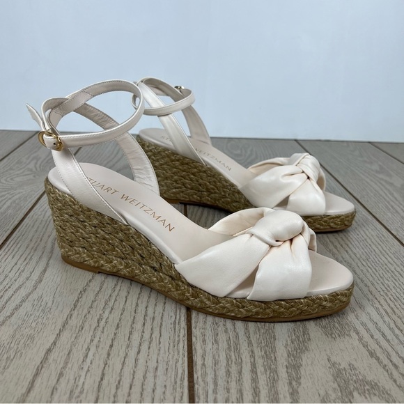 Stuart Weitzman Playa Espadrille Knot Wedge Sandals 41.5/11B Seashell $395 - Picture 1 of 10
